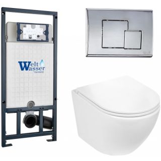 Комплект унитаза с инсталляцией WeltWasser Marberg 507 +Merzbach 043 GL-WT +MAR 507 SE-CR 10000011317 белый глянцевый