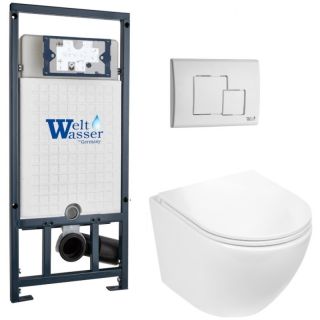 Комплект унитаза с инсталляцией WeltWasser Marberg 507 +Merzbach 043 GL-WT +MAR 507 SE GL-WT 10000011318 белый глянцевый