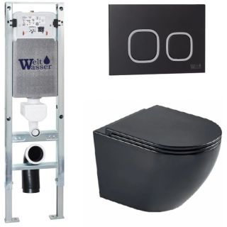 Комплект унитаза с инсталляцией WeltWasser Amberg 350 ST +Merzbach 043 MT-BL +Amberg RD-BL 10000011322 черный матовый