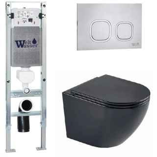 Комплект унитаза с инсталляцией WeltWasser Amberg 350 ST +Merzbach 043 MT-BL +Amberg RD-MT CR 10000011324 черный матовый