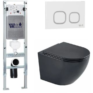 Комплект унитаза с инсталляцией WeltWasser Amberg 350 ST +Merzbach 043 MT-BL +Amberg RD-WT 10000011325 черный матовый