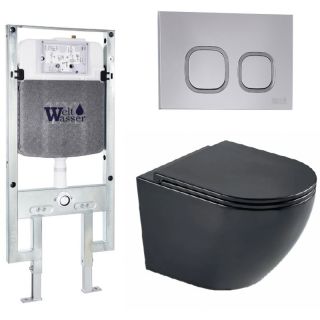 Комплект унитаза с инсталляцией WeltWasser Amberg 497 ST +Merzbach 043 MT-BL +Amberg RD-CR 10000011336 черный матовый