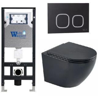 Комплект унитаза с инсталляцией WeltWasser Amberg 506 +Merzbach 043 MT-BL +Amberg RD-BL 10000011340 черный матовый
