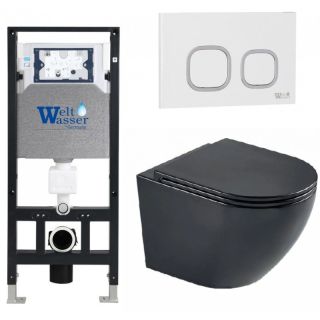 Комплект унитаза с инсталляцией WeltWasser Amberg 506 +Merzbach 043 MT-BL +Amberg RD-WT 10000011343 черный матовый
