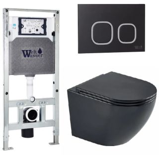 Комплект унитаза с инсталляцией WeltWasser Amberg 506 ST +Merzbach 043 MT-BL +Amberg RD-BL 10000011345 черный матовый
