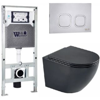 Комплект унитаза с инсталляцией WeltWasser Amberg 506 ST +Merzbach 043 MT-BL +Amberg RD-MT CR 10000011347 черный матовый