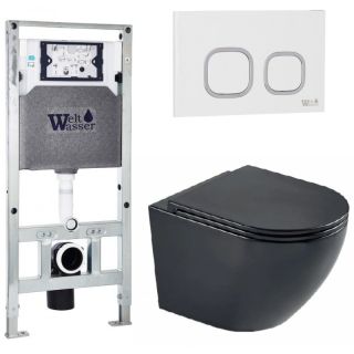Комплект унитаза с инсталляцией WeltWasser Amberg 506 ST +Merzbach 043 MT-BL +Amberg RD-WT 10000011348 черный матовый