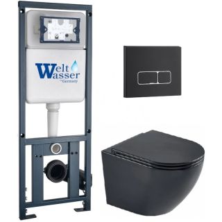 Комплект унитаза с инсталляцией WeltWasser Marberg 410 +Merzbach 043 MT-BL +MAR 410 SE MT-BL 10000011355 черный матовый