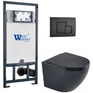Комплект унитаза с инсталляцией WeltWasser Marberg 507 +Merzbach 043 MT-BL +MAR 507 SE MT-BL 10000011362 черный матовый