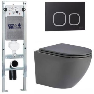 Комплект унитаза с инсталляцией WeltWasser Amberg 350 ST +Merzbach 043 MT-GR +Amberg RD-BL 10000011365 серый матовый