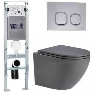 Комплект унитаза с инсталляцией WeltWasser Amberg 350 ST +Merzbach 043 MT-GR +Amberg RD-CR 10000011366 серый матовый