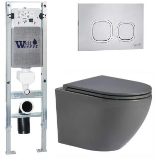 Комплект унитаза с инсталляцией WeltWasser Amberg 350 ST +Merzbach 043 MT-GR +Amberg RD-MT CR 10000011367 серый матовый