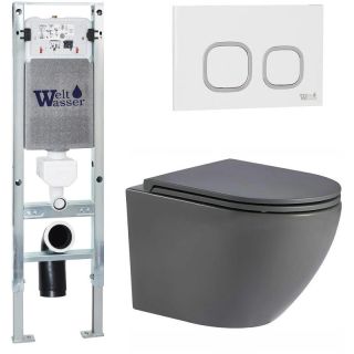 Комплект унитаза с инсталляцией WeltWasser Amberg 350 ST +Merzbach 043 MT-GR +Amberg RD-WT 10000011368 серый матовый