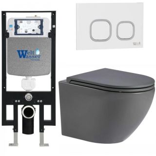 Комплект унитаза с инсталляцией WeltWasser Amberg 497 +Merzbach 043 MT-GR +Amberg RD-WT 10000011373 серый матовый
