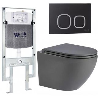 Комплект унитаза с инсталляцией WeltWasser Amberg 497 ST +Merzbach 043 MT-GR +Amberg RD-BL 10000011375 серый матовый