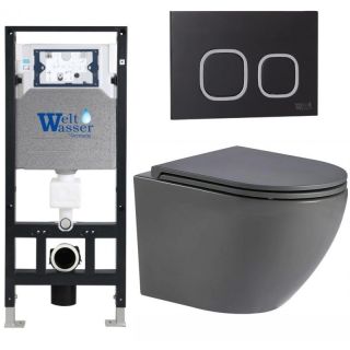 Комплект унитаза с инсталляцией WeltWasser Amberg 506 +Merzbach 043 MT-GR +Amberg RD-BL 10000011380 серый матовый