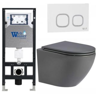 Комплект унитаза с инсталляцией WeltWasser Amberg 506 +Merzbach 043 MT-GR +Amberg RD-WT 10000011383 серый матовый