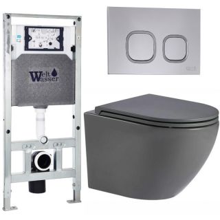 Комплект унитаза с инсталляцией WeltWasser Amberg 506 ST +Merzbach 043 MT-GR +Amberg RD-CR 10000011385 серый матовый