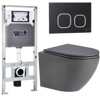 Комплект унитаза с инсталляцией WeltWasser Amberg 506 ST +Merzbach 043 MT-GR +Amberg RD-BL 10000011386 серый матовый