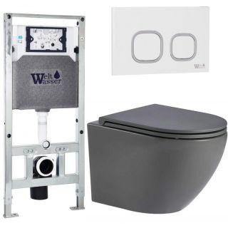 Комплект унитаза с инсталляцией WeltWasser Amberg 506 ST +Merzbach 043 MT-GR +Amberg RD-WT 10000011388 серый матовый
