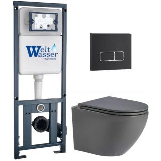 Комплект унитаза с инсталляцией WeltWasser Marberg 410 +Merzbach 043 MT-GR +MAR 410 SE MT-BL 10000011395 серый матовый