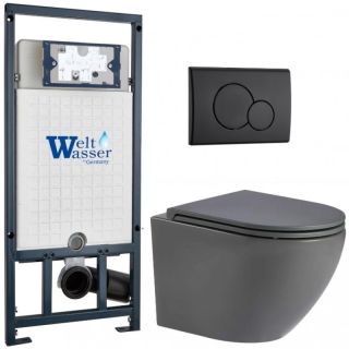 Комплект унитаза с инсталляцией WeltWasser Marberg 507 +Merzbach 043 MT-GR +MAR 507 RD MT-BL 10000011399 серый матовый