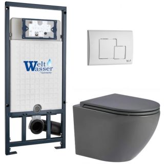 Комплект унитаза с инсталляцией WeltWasser Marberg 507 +Merzbach 043 MT-GR +MAR 507 SE GL-WT 10000011401 серый матовый