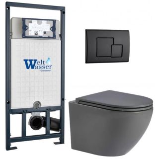 Комплект унитаза с инсталляцией WeltWasser Marberg 507 +Merzbach 043 MT-GR +MAR 507 SE MT-BL 10000011402 серый матовый