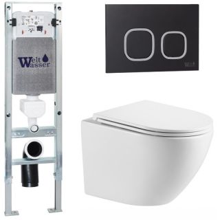 Комплект унитаза с инсталляцией WeltWasser Amberg 350 ST +Merzbach 043 MT-WT +Amberg RD-BL 10000011405 белый матовый
