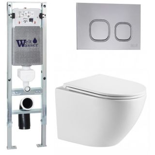 Комплект унитаза с инсталляцией WeltWasser Amberg 350 ST +Merzbach 043 MT-WT +Amberg RD-CR 10000011406 белый матовый
