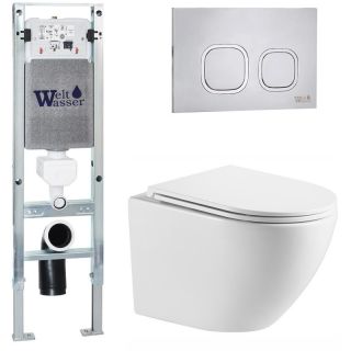Комплект унитаза с инсталляцией WeltWasser Amberg 350 ST +Merzbach 043 MT-WT +Amberg RD-MT CR 10000011407 белый матовый