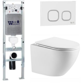 Комплект унитаза с инсталляцией WeltWasser Amberg 350 ST +Merzbach 043 MT-WT +Amberg RD-WT 10000011408 белый матовый