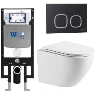 Комплект унитаза с инсталляцией WeltWasser Amberg 497 +Merzbach 043 MT-WT +Amberg RD-BL 10000011410 белый матовый