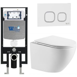 Комплект унитаза с инсталляцией WeltWasser Amberg 497 +Merzbach 043 MT-WT +Amberg RD-WT 10000011413 белый матовый