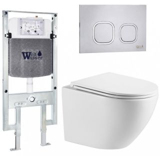 Комплект унитаза с инсталляцией WeltWasser Amberg 497 ST +Merzbach 043 MT-WT +Amberg RD-MT CR 10000011417 белый матовый