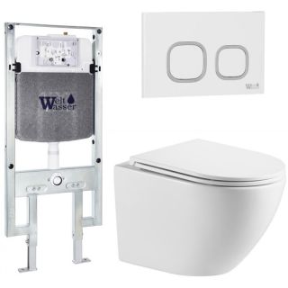 Комплект унитаза с инсталляцией WeltWasser Amberg 497 ST +Merzbach 043 MT-WT +Amberg RD-WT 10000011418 белый матовый