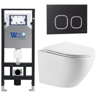 Комплект унитаза с инсталляцией WeltWasser Amberg 506 +Merzbach 043 MT-WT +Amberg RD-BL 10000011420 белый матовый