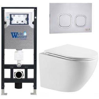 Комплект унитаза с инсталляцией WeltWasser Amberg 506 +Merzbach 043 MT-WT +Amberg RD-MT CR 10000011422 белый матовый
