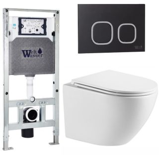 Комплект унитаза с инсталляцией WeltWasser Amberg 506 ST +Merzbach 043 MT-WT +Amberg RD-BL 10000011425 белый матовый