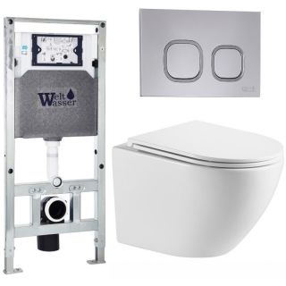 Комплект унитаза с инсталляцией WeltWasser Amberg 506 ST +Merzbach 043 MT-WT +Amberg RD-CR 10000011426 белый матовый