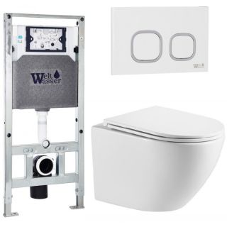 Комплект унитаза с инсталляцией WeltWasser Amberg 506 ST +Merzbach 043 MT-WT +Amberg RD-WT 10000011428 белый матовый