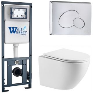 Комплект унитаза с инсталляцией WeltWasser Marberg 410 +Merzbach 043 MT-WT +MAR 410 RD-CR 10000011430 белый матовый