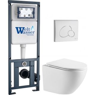 Комплект унитаза с инсталляцией WeltWasser Marberg 410 +Merzbach 043 MT-WT +MAR 410 RD GL-WT 10000011431 белый матовый