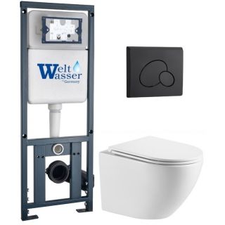 Комплект унитаза с инсталляцией WeltWasser Marberg 410 +Merzbach 043 MT-WT +MAR 410 RD MT-BL 10000011432 белый матовый