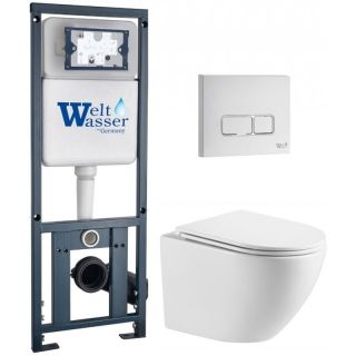 Комплект унитаза с инсталляцией WeltWasser Marberg 410 +Merzbach 043 MT-WT +MAR 410 SE GL-WT 10000011434 белый матовый