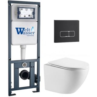 Комплект унитаза с инсталляцией WeltWasser Marberg 410 +Merzbach 043 MT-WT +MAR 410 SE MT-BL 10000011435 белый матовый
