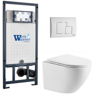 Комплект унитаза с инсталляцией WeltWasser Marberg 507 +Merzbach 043 MT-WT +MAR 507 SE GL-WT 10000011441 белый матовый