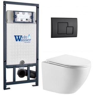 Комплект унитаза с инсталляцией WeltWasser Marberg 507 +Merzbach 043 MT-WT +MAR 507 SE MT-BL 10000011442 белый матовый