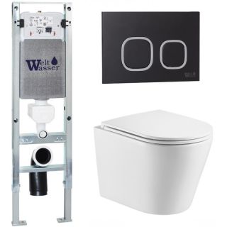 Комплект унитаза с инсталляцией WeltWasser Amberg 350 ST +Salzbach 043 GL-WT +Amberg RD-BL 10000011484 белый глянцевый