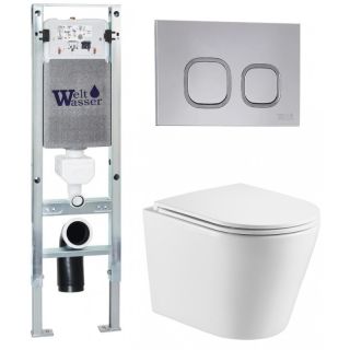 Комплект унитаза с инсталляцией WeltWasser Amberg 350 ST +Salzbach 043 GL-WT +Amberg RD-CR 10000011485 белый глянцевый